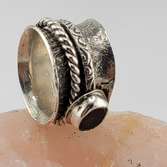 GARNET ANXIETY RELIEF RING HANDMADE IN STERLING SILVER SZ 6 - Picture 6 of 7